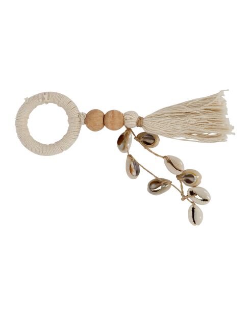 6 Ronds de serviette macramé en coton Cauri naturels - D4 cm