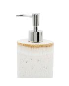 Distributeur de savon avec gobelet Mer blanc moucheté/sable - D8xH17,5