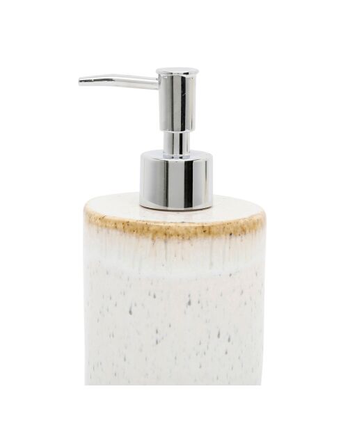 Distributeur de savon avec gobelet Mer blanc moucheté/sable - D8xH17,5
