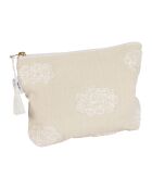 Pochette beige in cotone ricamato Songes - 26x5x16 cm