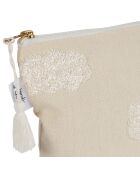 Pochette beige in cotone ricamato Songes - 26x5x16 cm