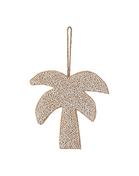 Déco murale palmier en coton Tropic Étoile naturel/blanc - 21x20 cm