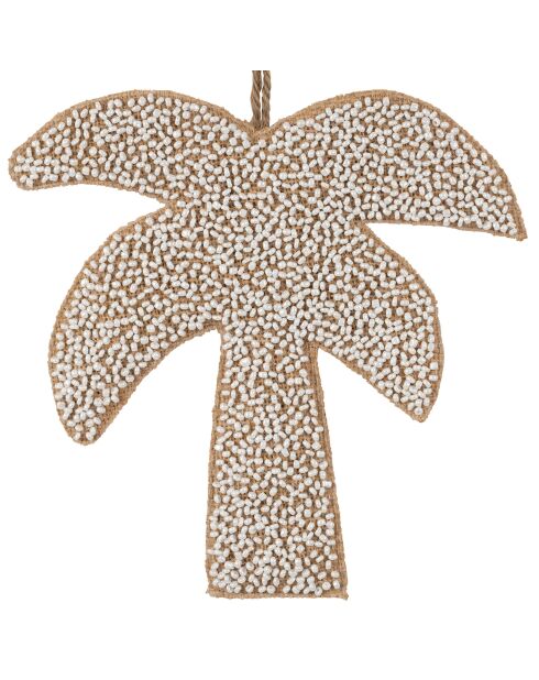Déco murale palmier en coton Tropic Étoile naturel/blanc - 21x20 cm