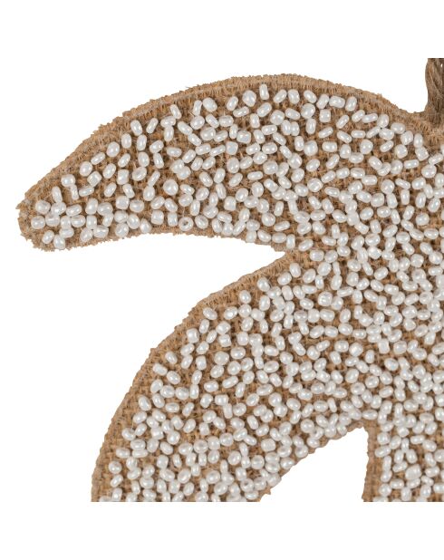 Déco murale palmier en coton Tropic Étoile naturel/blanc - 21x20 cm
