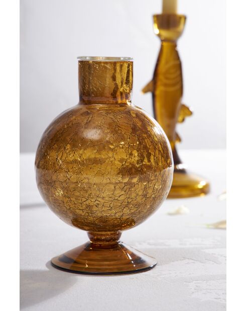Bougeoir Oanez ambre - D10,5xH15,5 cm