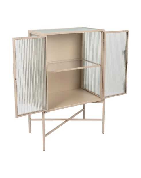 Cabinet 2 niveaux trempé Lery ivoire - 50x32xH90 cm