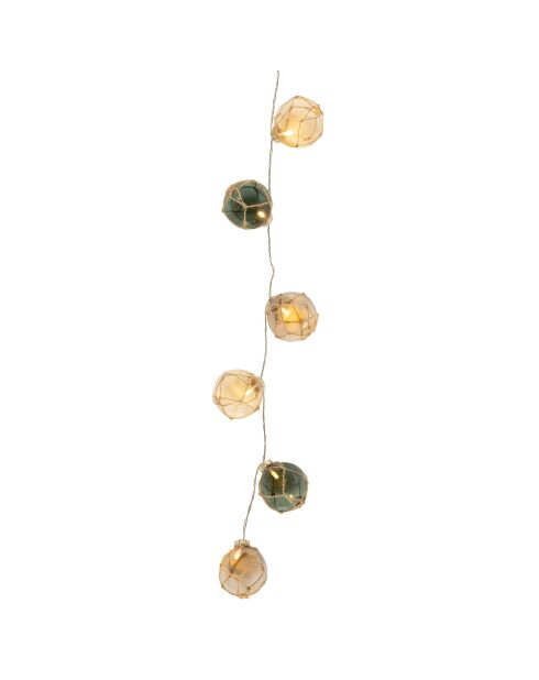 Girlande 6 LED-Kugeln Calisse 2xAA grün/bernsteinfarben - D6xL68 cm