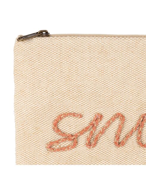 Bolsa bordada de algodón boho natural - 28x20 cm