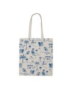 Sac tote bag en coton Medi écru/indigo - 38x42 cm