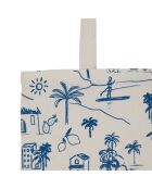 Sac tote bag en coton Medi écru/indigo - 38x42 cm