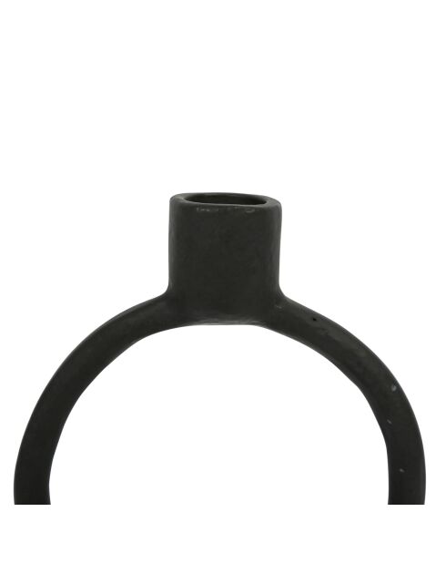 Kaarsenhouder van zwart gebrande aarde aluminium - 11,5x7,5xH15 cm