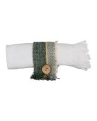6 Ronds de serviette en coton Bandol vert/naturel - 5x10 cm