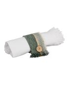 6 Ronds de serviette en coton Bandol vert/naturel - 5x10 cm