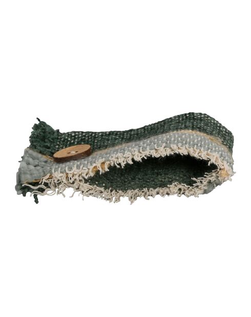 6 Ronds de serviette en coton Bandol vert/naturel - 5x10 cm
