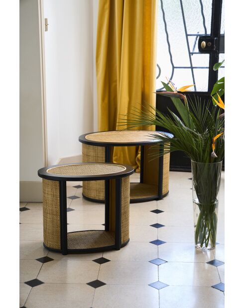 Table basse Balamea naturel/noir - 70x46,5xH43,5 cm