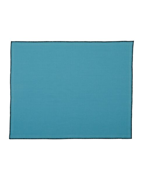 2 sets de table en coton lavé 170 g/m² Corino turquoise - 50x40 cm