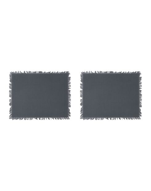 2 sets de table en coton lavé 175 g/m² Nalia gris foncé - 50x40 cm