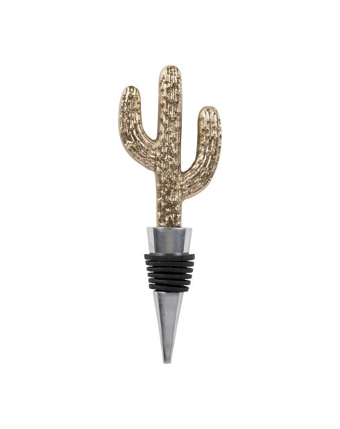 Bouchon de bouteille cactus en aluminium BTE Sunny doré - 13,5x5 cm