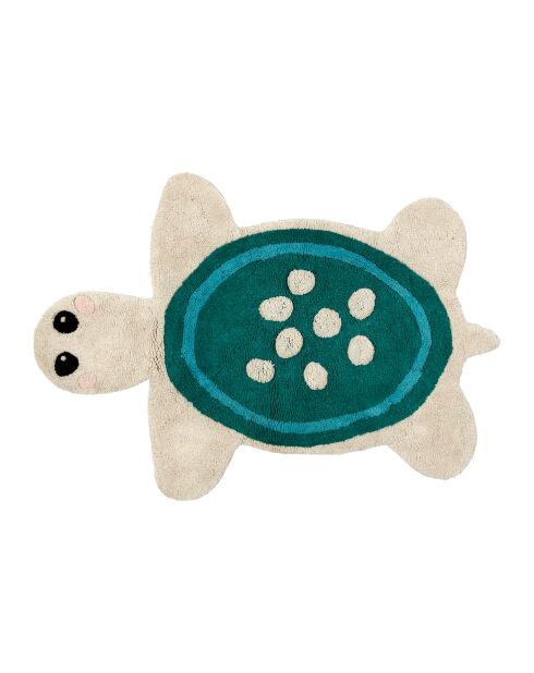 Tapis en coton Tortue bleu - 92x65 cm