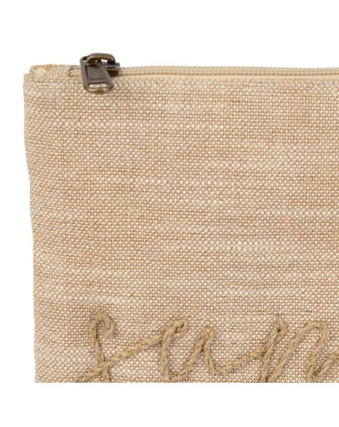 Pochette Medi Summer in cotone naturale ricamato - 28x20 cm