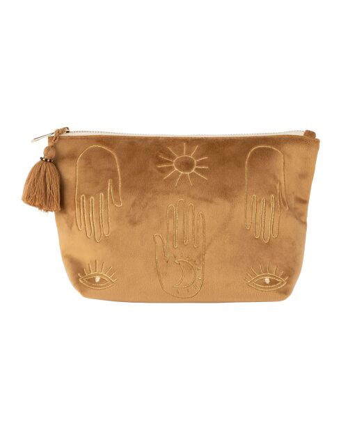 Pochette in velluto ricamato dorato Soul Craft - 26x7x17 cm