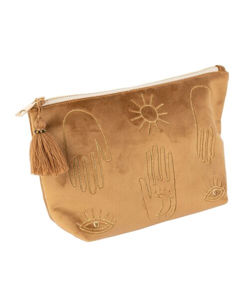 Pochette in velluto ricamato dorato Soul Craft - 26x7x17 cm