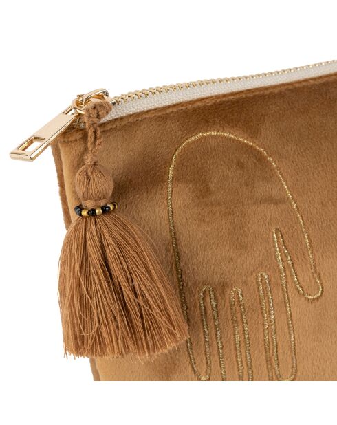 Pochette in velluto ricamato dorato Soul Craft - 26x7x17 cm