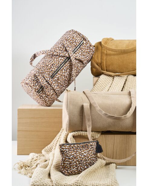 Pochette en coton Mocoa brune - 26x7x17 cm
