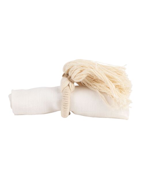 6 Ronds de serviette fil de coton blanc cassé - D3,5 cm