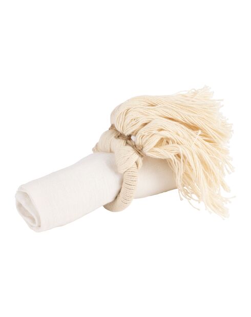 6 Ronds de serviette fil de coton blanc cassé - D3,5 cm