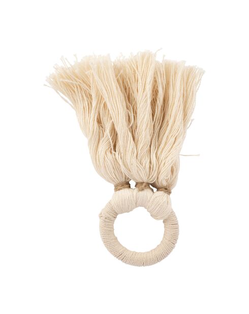6 Ronds de serviette fil de coton blanc cassé - D3,5 cm