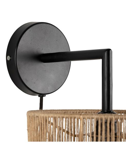 Lampada da parete Saori E27 con cavo interruttore 1,60 m naturale/nero - 28x28,5x23 cm