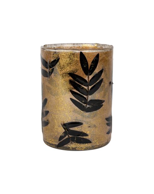 Portavelas Moringa dorado/negro - D7xH9.5 cm