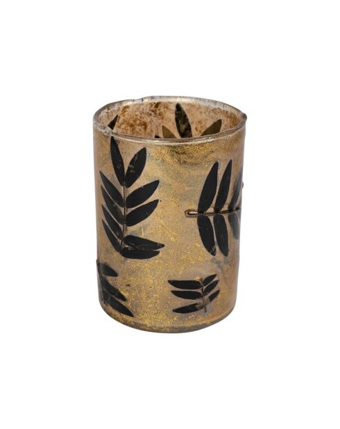 Portavelas Moringa dorado/negro - D7xH9.5 cm