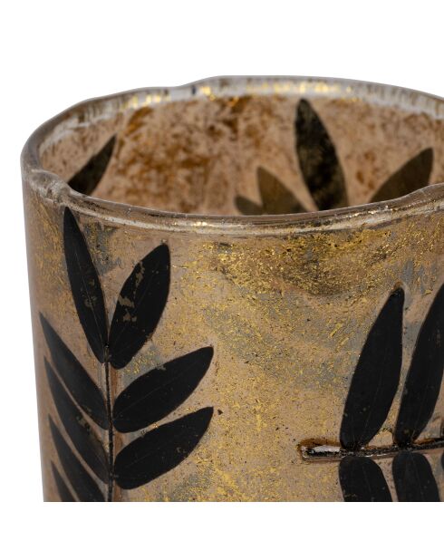 Portavelas Moringa dorado/negro - D7xH9.5 cm