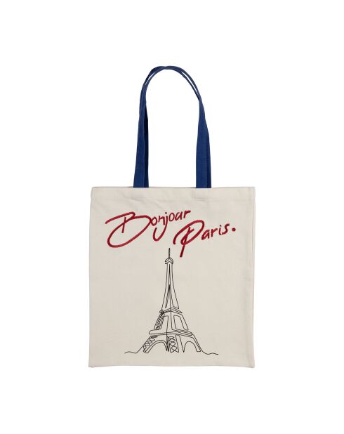 Tote bag en coton Formidable blanc/bleu/rouge - 38x42 cm