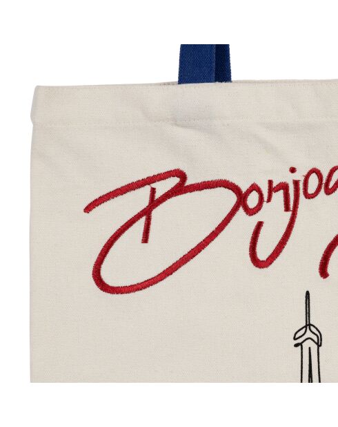 Tote bag en coton Formidable blanc/bleu/rouge - 38x42 cm