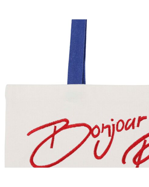 Tote bag en coton Formidable blanc/bleu/rouge - 38x42 cm