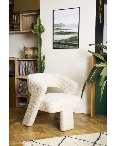 Poltrona Klosen in boucle losange color avorio - 70x70xH77 cm