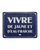 Plaque Vivre De Jaune Plaques Retro bleu marine - 20x15x0,2 cm