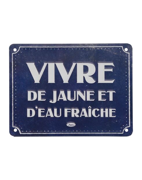 Plaque Vivre De Jaune Plaques Retro bleu marine - 20x15x0,2 cm