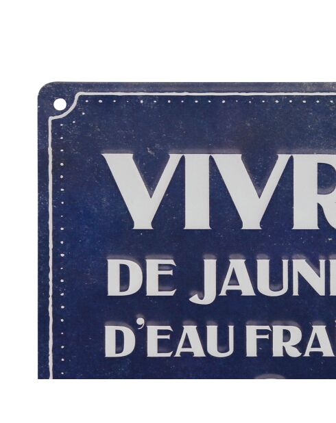 Plaque Vivre De Jaune Plaques Retro bleu marine - 20x15x0,2 cm