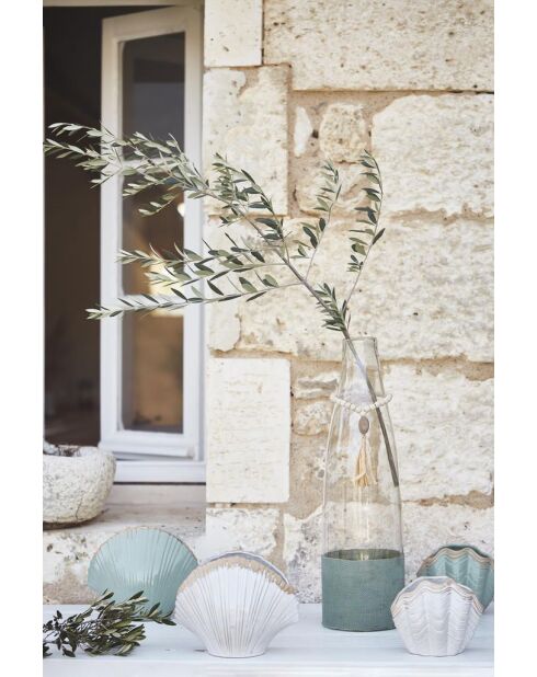 Vase coquillage vert d'eau - 25x14xH20 cm