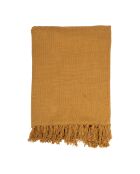 Allegra mosterdkleurige katoenen plaid - 170x130 cm