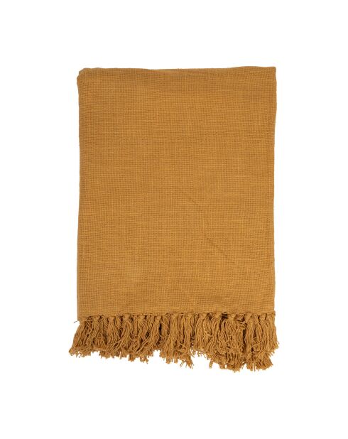 Allegra mosterdkleurige katoenen plaid - 170x130 cm