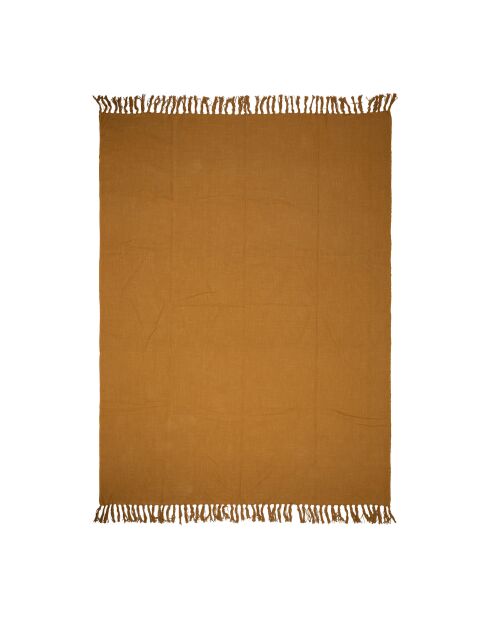 Allegra mosterdkleurige katoenen plaid - 170x130 cm