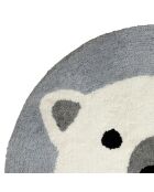 Weiß/blauer getufteter runder Baumwollteppich mit Eisbär - D120 cm