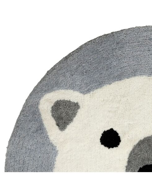 Weiß/blauer getufteter runder Baumwollteppich mit Eisbär - D120 cm