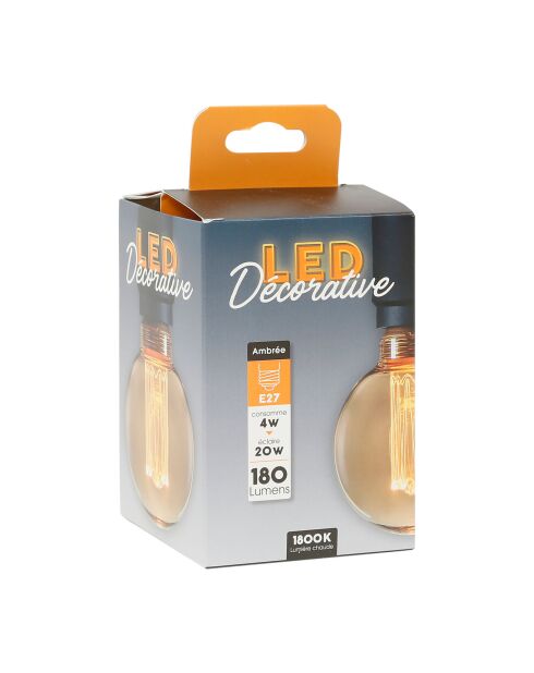 Ampoule LED globe Fusion E27 LED SMD ambre - D8xH12 cm