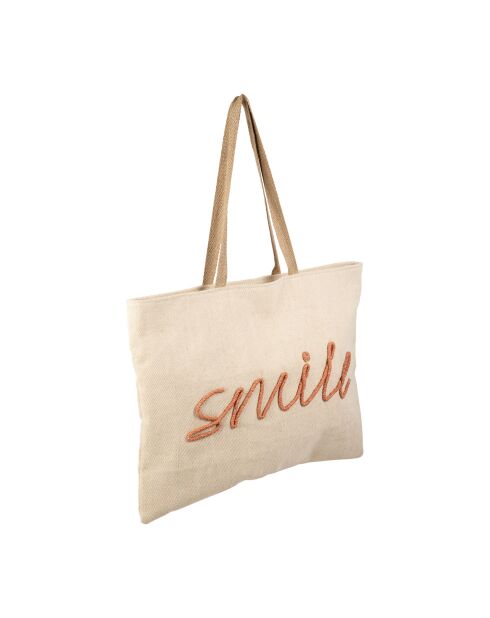 Sac brodé en coton Boho naturel - 58x42 cm